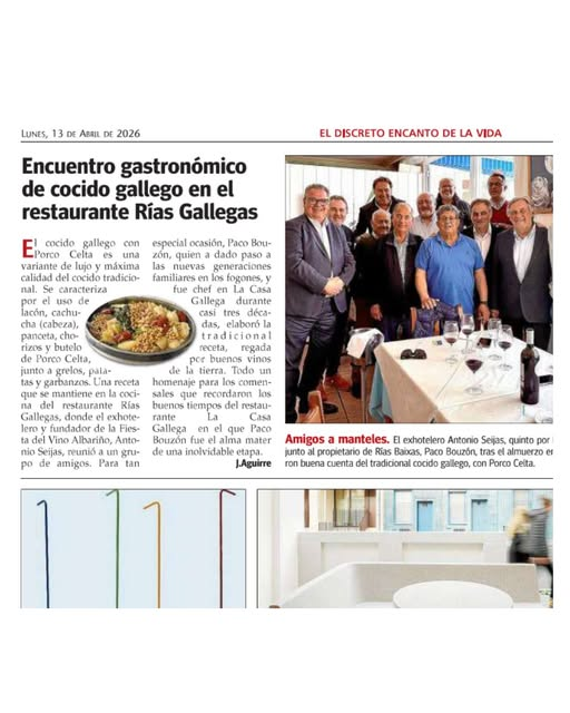 Artículo Encuentro gastronómico de cocido gallego en Rías Gallegas